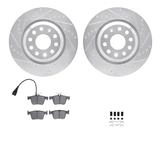 R1 Concepts WGYH1-74091 eLINE Rotor - Drilled & Slotted - Silver W/ Semi-Met Pads